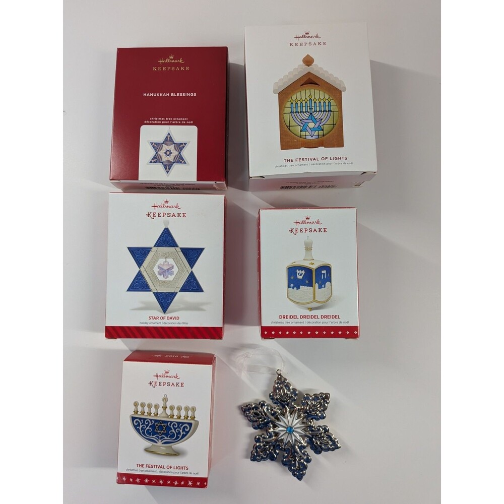 Hallmark Keepsake Hanukkah Jewish Ornament Lot of 6 Festival Lights Star David